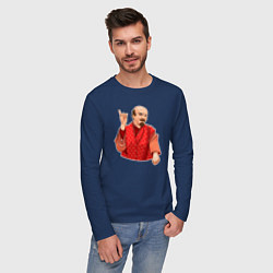 Лонгслив хлопковый мужской Ленин в пижаме, цвет: тёмно-синий — фото 2