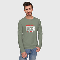 Лонгслив хлопковый мужской Мировая серия покера, цвет: авокадо — фото 2
