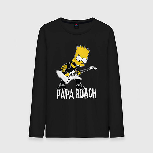 Мужской лонгслив Papa Roach Барт Симпсон рокер / Черный – фото 1