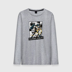 Лонгслив хлопковый мужской Тоширо Хиджиката на фоне манги, цвет: меланж