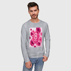 Лонгслив хлопковый мужской Цветочная тема, цвет: меланж — фото 2