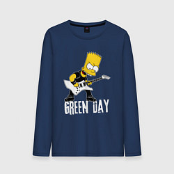Лонгслив хлопковый мужской Green Day Барт Симпсон рокер, цвет: тёмно-синий