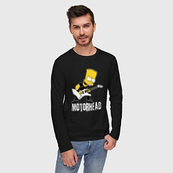 Лонгслив хлопковый мужской Motorhead Барт Симпсон рокер, цвет: черный — фото 2
