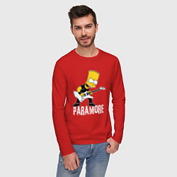 Лонгслив хлопковый мужской Paramore Барт Симпсон рокер, цвет: красный — фото 2