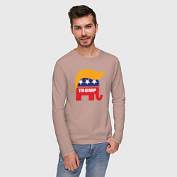 Лонгслив хлопковый мужской Trump elephant, цвет: пыльно-розовый — фото 2