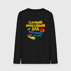 Лонгслив хлопковый мужской Самый имбовый дед, цвет: черный