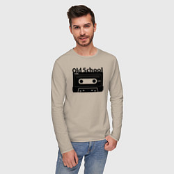Лонгслив хлопковый мужской Old school music, цвет: миндальный — фото 2