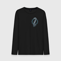 Лонгслив хлопковый мужской Скандинавский дракон, цвет: черный