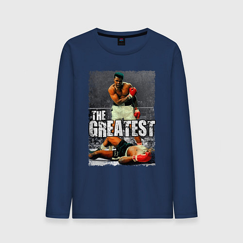 Мужской лонгслив Мухаммед Али великий / Тёмно-синий – фото 1