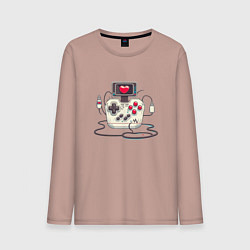 Лонгслив хлопковый мужской Gamer joystick, цвет: пыльно-розовый