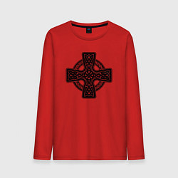 Лонгслив хлопковый мужской Кельтский крест, цвет: красный