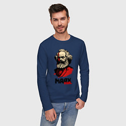 Лонгслив хлопковый мужской Karl Marx - 3 цвета, цвет: тёмно-синий — фото 2