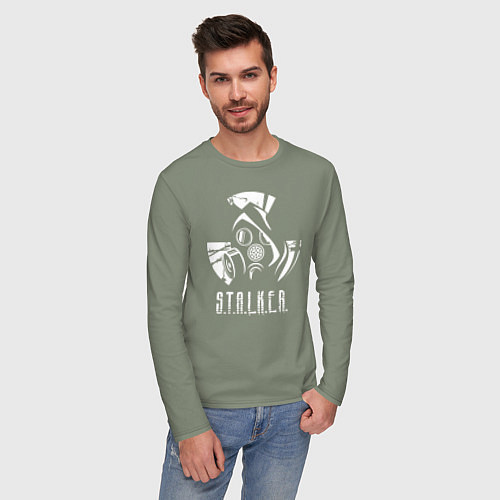 Мужской лонгслив STALKER противогаз / Авокадо – фото 3