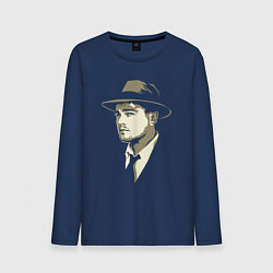 Лонгслив хлопковый мужской Дикаприо в шляпе, цвет: тёмно-синий