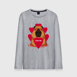 Лонгслив хлопковый мужской Капибара I love You, цвет: меланж