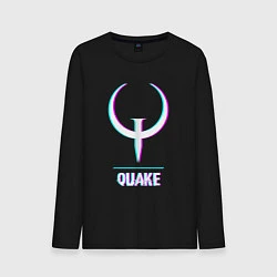 Лонгслив хлопковый мужской Quake в стиле glitch и баги графики, цвет: черный