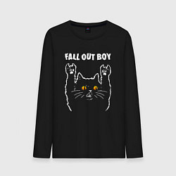 Лонгслив хлопковый мужской Fall Out Boy rock cat, цвет: черный