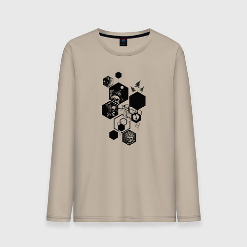 Мужской лонгслив Черепа и шестиугольники / Миндальный – фото 1