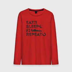 Лонгслив хлопковый мужской Eat sleep F1, цвет: красный