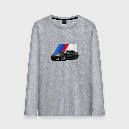 Мужской лонгслив БМВ на фоне m performance / Меланж – фото 1