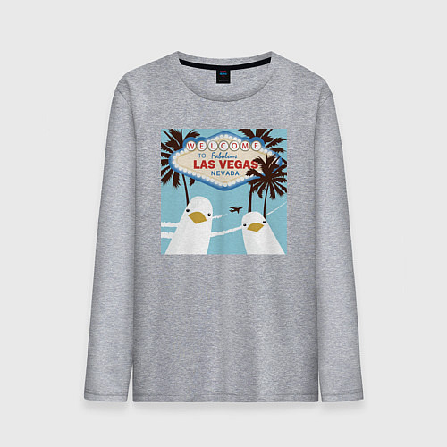 Мужской лонгслив Чайки на курорте / Меланж – фото 1