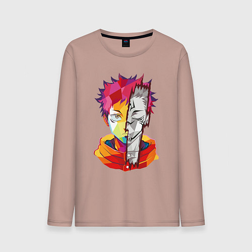 Мужской лонгслив Магическая битва Итадори Юдзи и Двуликий призрак / Пыльно-розовый – фото 1