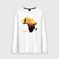Лонгслив хлопковый мужской Africa, цвет: белый