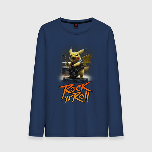 Мужской лонгслив Пикачу Рокnroll / Тёмно-синий – фото 1