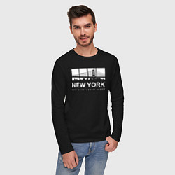Лонгслив хлопковый мужской Нью-Йорк Сити, цвет: черный — фото 2