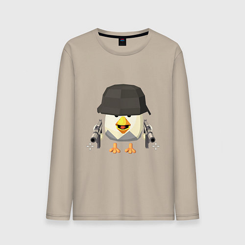 Мужской лонгслив Chicken Gun в каске / Миндальный – фото 1