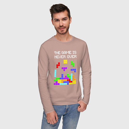 Мужской лонгслив Tetris - the game is never over / Пыльно-розовый – фото 3