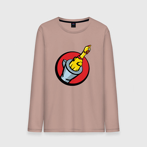 Мужской лонгслив Chicken gun логотип / Пыльно-розовый – фото 1