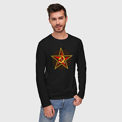 Лонгслив хлопковый мужской Star USSR, цвет: черный — фото 2