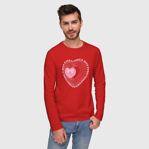 Мужской лонгслив Everythings nice / Красный – фото 3