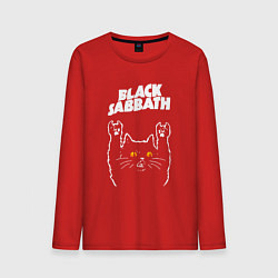 Лонгслив хлопковый мужской Black Sabbath rock cat, цвет: красный