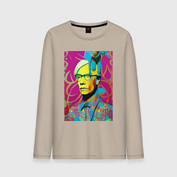 Лонгслив хлопковый мужской Andy Warhol - pop art, цвет: миндальный