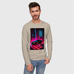 Лонгслив хлопковый мужской KITT auto - неон, цвет: миндальный — фото 2