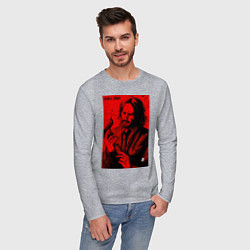 Лонгслив хлопковый мужской John Wick Baba Yaga art, цвет: меланж — фото 2