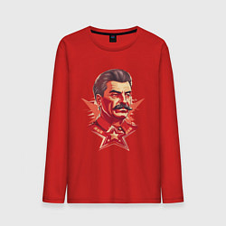Лонгслив хлопковый мужской Граффити Сталин, цвет: красный