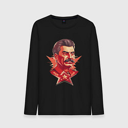 Лонгслив хлопковый мужской Граффити Сталин, цвет: черный