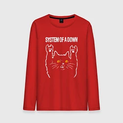 Лонгслив хлопковый мужской System of a Down rock cat, цвет: красный