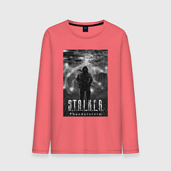 Лонгслив хлопковый мужской Stalker thunderstorm, цвет: коралловый