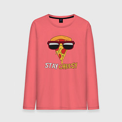Лонгслив хлопковый мужской Будь сырным, цвет: коралловый
