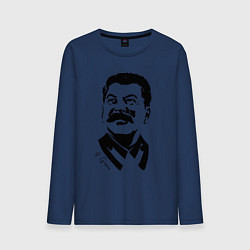 Лонгслив хлопковый мужской Сталин чб, цвет: тёмно-синий