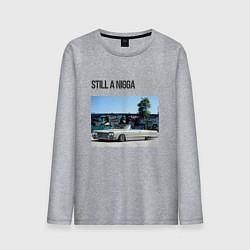 Лонгслив хлопковый мужской Still a nigga, цвет: меланж