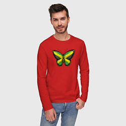 Лонгслив хлопковый мужской Ямайка бабочка, цвет: красный — фото 2