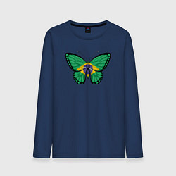 Лонгслив хлопковый мужской Бразилия бабочка, цвет: тёмно-синий