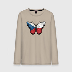 Лонгслив хлопковый мужской Чехия бабочка, цвет: миндальный