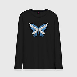 Лонгслив хлопковый мужской Шотландия бабочка, цвет: черный