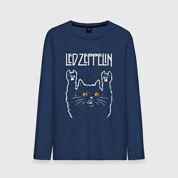 Лонгслив хлопковый мужской Led Zeppelin rock cat, цвет: тёмно-синий